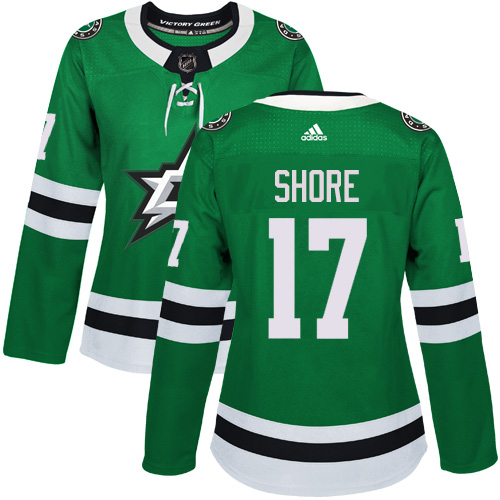 Adidas Stars #17 Devin Shore Green Home Authentic Women's Stitched NHL Jersey